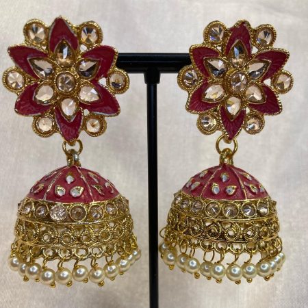 Meenakari Hand painted Flower Jumka Earrings in 12 colours available in online store now