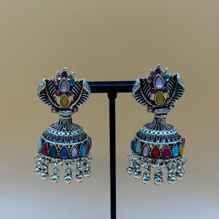 Afghani multi - coloured jhumka earrings
